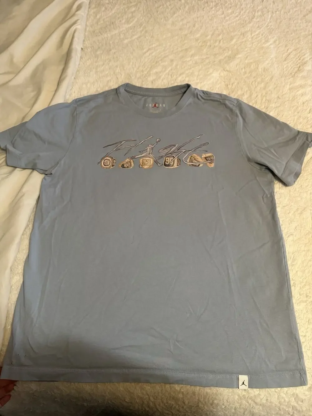 Jordan Men's Light blue/Gray Graphic Logo Tee Size L Crew Neck Short Sleeve